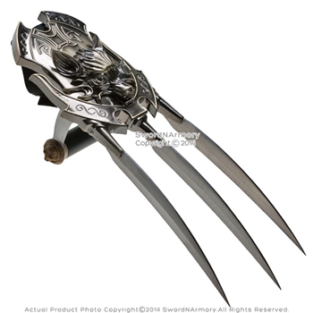 15" Fantasy Metal Wolf Hand Claw with Wolf Head Guard Movie Replica Cosplay