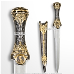 13.3" Historic Roman Dagger Medieval Short Sword Decorative Gold Handle Sheat