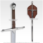 Hand AndA Half  Medieval Chivalry Crusader Knight Claymore Sword with Plaque