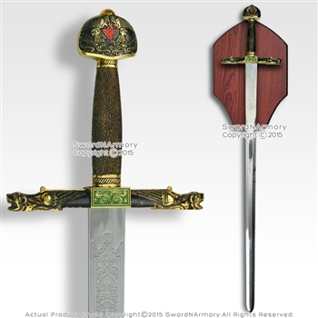 40" Knight Medieval Arming Sword Stainless Steel Blade with Display Plaque