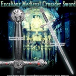 41" Excalibur Medieval Crusader Knight Hand And A Half Arming Sword w/ Red Jewery