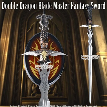 Double Dragon Blade Master Fantasy Sword Dagger Plaque