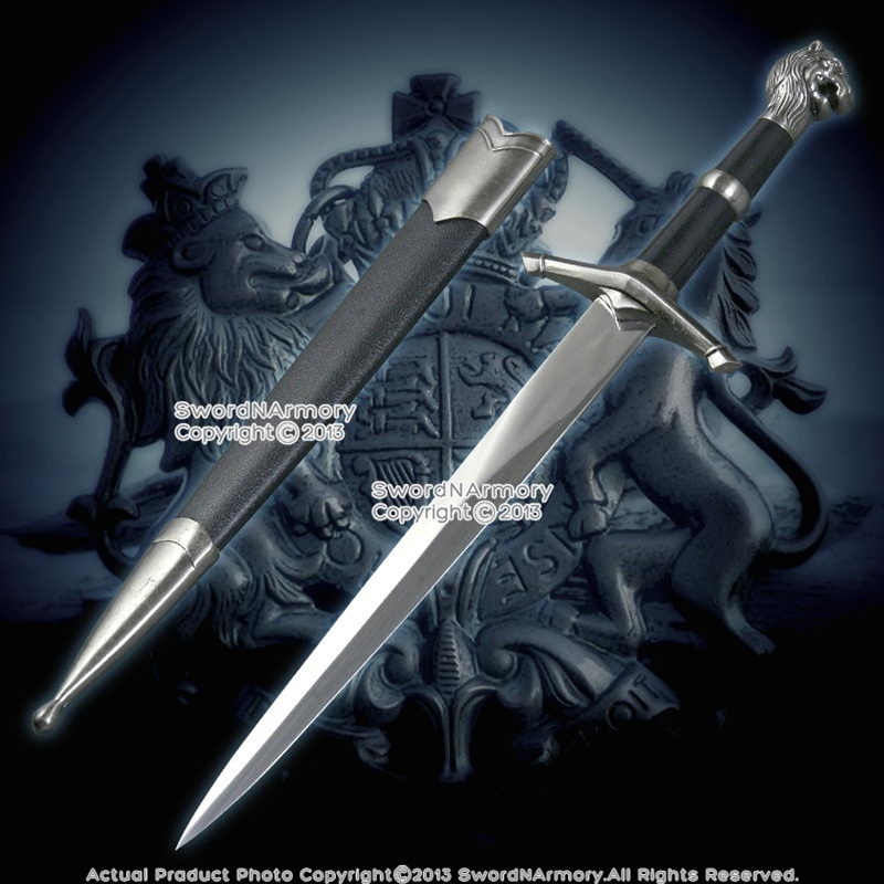15" Medieval Knight Fleur De Lis Historical Dagger Short Sword with Scabbard NIB 