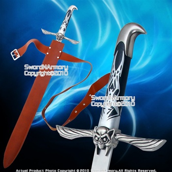 30" Assassin Flying Goblin Fantasy Sword with Leather Baldric Unsharpened Blade