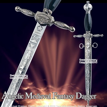 Angelic Medieval Fantasy Dagger W Ornate Scrollwork