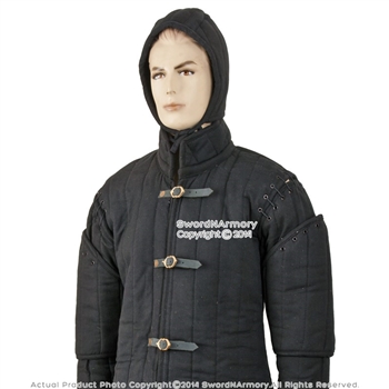 Black Gambeson Type I Medieval Padded Armour Coat SCA WMA Arming Jacket SM Size