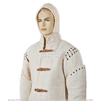 Ecru Medium Size Gambeson Type I Medieval Padded Armour Coat SCA Arming Jacket
