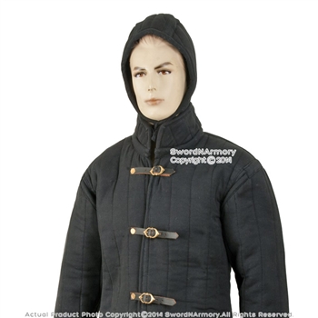 Black L Size Gambeson Type IV Medieval Padded Armour Coat SCA LARP Arming Jacket