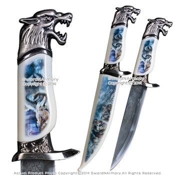 13.5" Fantasy Wolf Dagger Bowie Gift Knife with Painted Scabbard Souvenir