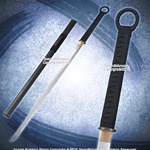 Munetoshi Handmade 1065  Steel Chinese Jian Korean Samgakdo Sword Ring Pommel Sharp