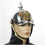 WWI WWII German Pickelhaube Helmet Prussian Officer Spike Helm w/ Brass Buckle