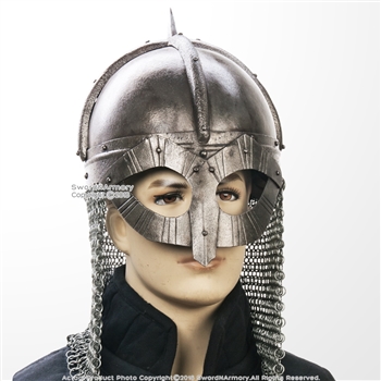 Gjermundbu 16G Steel Functional Viking Helmet with Chainmail Coif  Leather Liner