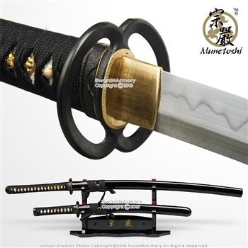 Munetoshi Daisho Sword Set T10 Clay Tempered Handmade Samurai Katana Wakizashi