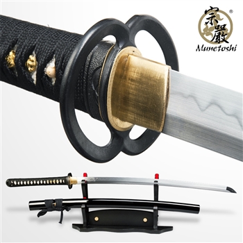 Munetoshi T10 Clay Tempered Steel Handmade Samurai Katana Sword Musashi Tsuba