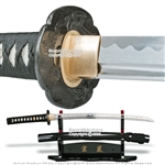 Munetoshi Wakizashi Iaito Sword 1055 Steel Unsharpened with Flying Crane Tsuba