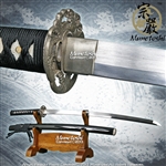 Munetoshi Mizu Handmade 1060 Spring Steel Samurai Katana Sword Silver Wave Tsuba