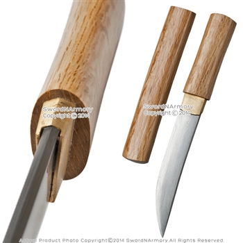 Handmade Shirasaya Tanto Damascus Folded Steel Samurai Arming Dagger Sword Sharp