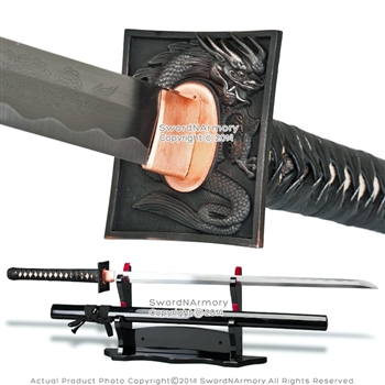 Handmade Dragon Ninja Sword 1045 Steel Straight Blade Through Hardened
