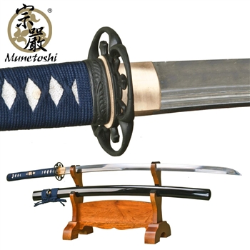 Munetoshi Viper Unokubi Zukuri Katana 1075 Spring Steel Samurai Sword Katatemaki