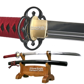 Munetoshi Viper Unokubi Zukuri Katana 1075 Spring Steel Samurai Sword Red Ito Black Same