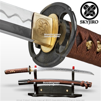 Skyjiro Ancient Iron Warrior Handmade Wakizashi Sword 1070 Forge Folded Steel