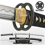Skyjiro Ancient Iron Warrior 1070 Folded Steel Samurai Katana Sword with Bohi