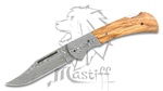 Mastiff Japanese Damascus Folded Steel Folding Knife W/ Zebrawood Handle HRC 58