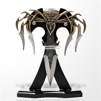 7.25" King Spider Arachnid Fantasy Dagger Knife with 5 Blades Display Stand