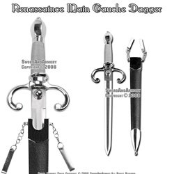 Renaissance Main Gauche Medieval Dagger With Belt Rings