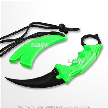 Tactical Combat Karambit Neck Knife Zombie Claw Fixed Blade CS Killer Doppler