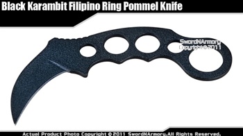 Black Karambit Filipino Ring Pommel Knife W/ Sheath