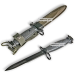 Fixed Blade Knife WWII Bayonet Replica Combat Dagger with Sharp Spine and Sheath