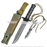 14" Fixed Blade Military Serrated Complete Survival Knife W/ Kit & Sheath