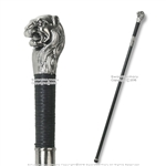 36.5 Lionshead Handle Walking Stick Gentleman's Cane Metal Shaft