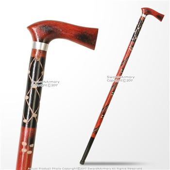 36'' Handcrafted Natural Eucalyptus Tribal Wars Wooden Cane Walking Stick