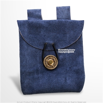 Blue MedievalGenuine Suede Leather Belt Pouch Satchel Bag Renaissance Costume