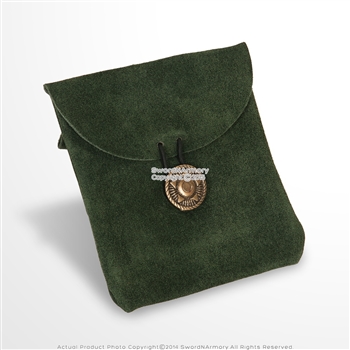 Medieval Green Genuine Suede Leather Belt Pouch Satchel Bag Renaissance Costume