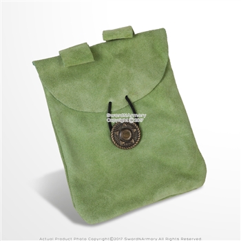 Medieval Light Green Renaissance Fair Costume Suede Leather Pouch Satchel Bag LARP SCA
