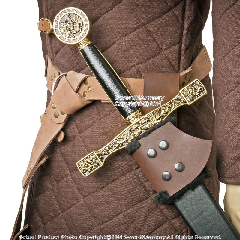 Details about   Renaissance Medieval Fur-Lined Brown Leather Sword Frog 