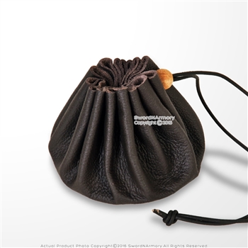 Medieval Renaissance BRN Leather Drannustring Coin Bag Pouch Pirate Costume LARP