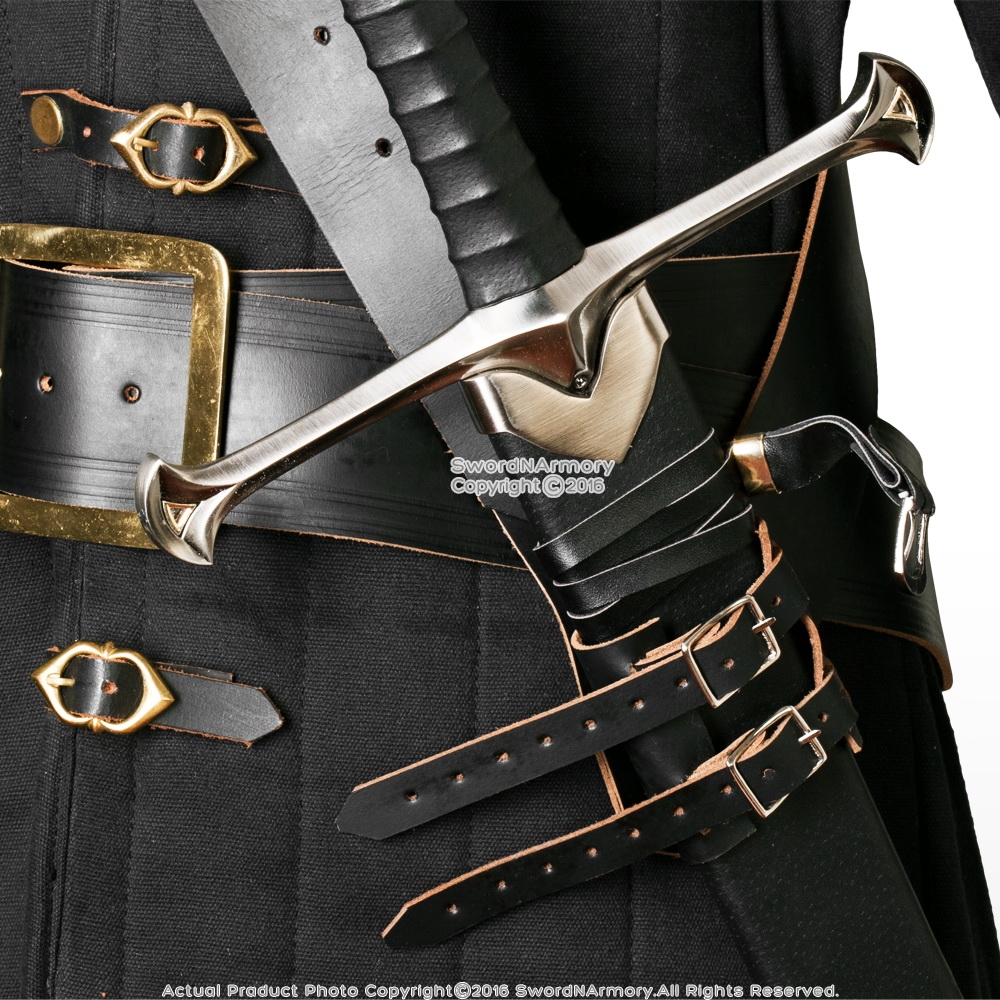 Black Renaissance Universal Medieval Pirate Sword Baldric Frog Belt Hanger 