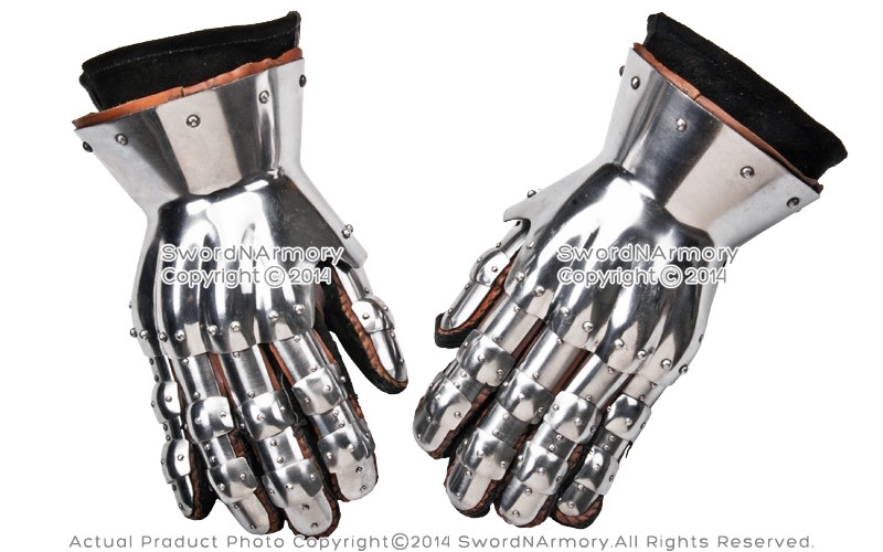 Trinity arms Medieval Functional Metal Gloves Hourglass Gauntlets 16G Large Size SCA LARP 