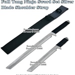 2 Pcs Full Tang Ninja Sword Set Silver Blade With Engraving
