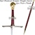 Red Medieval Templar Knight Sword With Lion Heart Handle