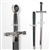 45" Metal Grey Color Excalibur Medieval Crusader Sword with Scabbard Reenactment