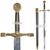 45" Gold Color Excalibur Medieval Crusader Sword with Scabbard Reenactment