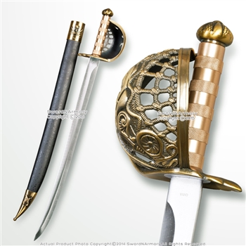 Mermaid Pirate Cutlass Sword w/ Embossed Basket Guard