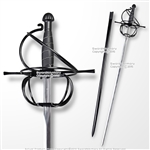 43" Black Stainless Steel Swept Hilt Guard Rapier Medieval Renaissance Sword