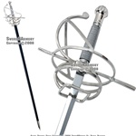 Renaissance Rapier Fencing Sword With Wire Wrapped Swept Hilt Guard