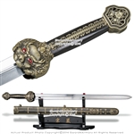 Qing Dynasty Qian Long Dragon Sword Handmade Chinese Emperor Jian Sharp Edge